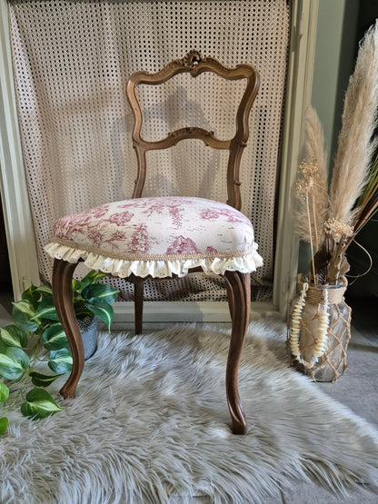 Chaise rocaille en Toile de Jouy