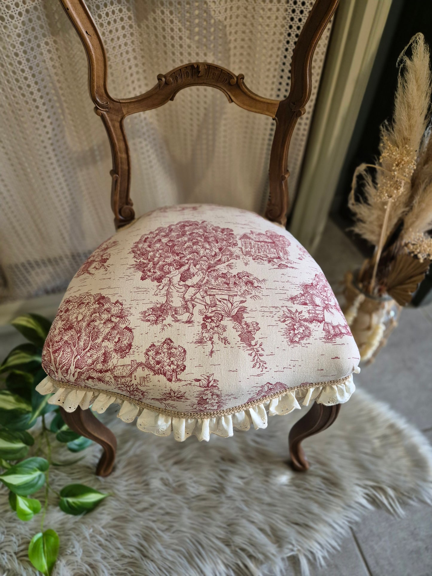 Chaise rocaille en Toile de Jouy