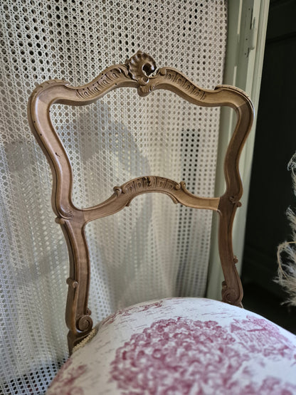 Chaise rocaille en Toile de Jouy
