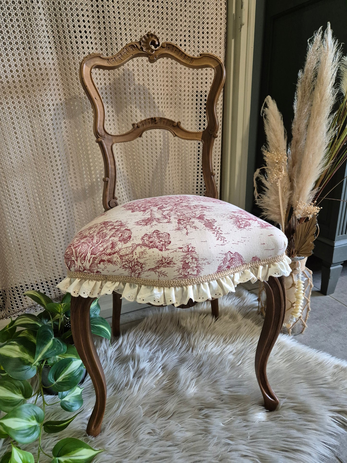 Chaise rocaille en Toile de Jouy