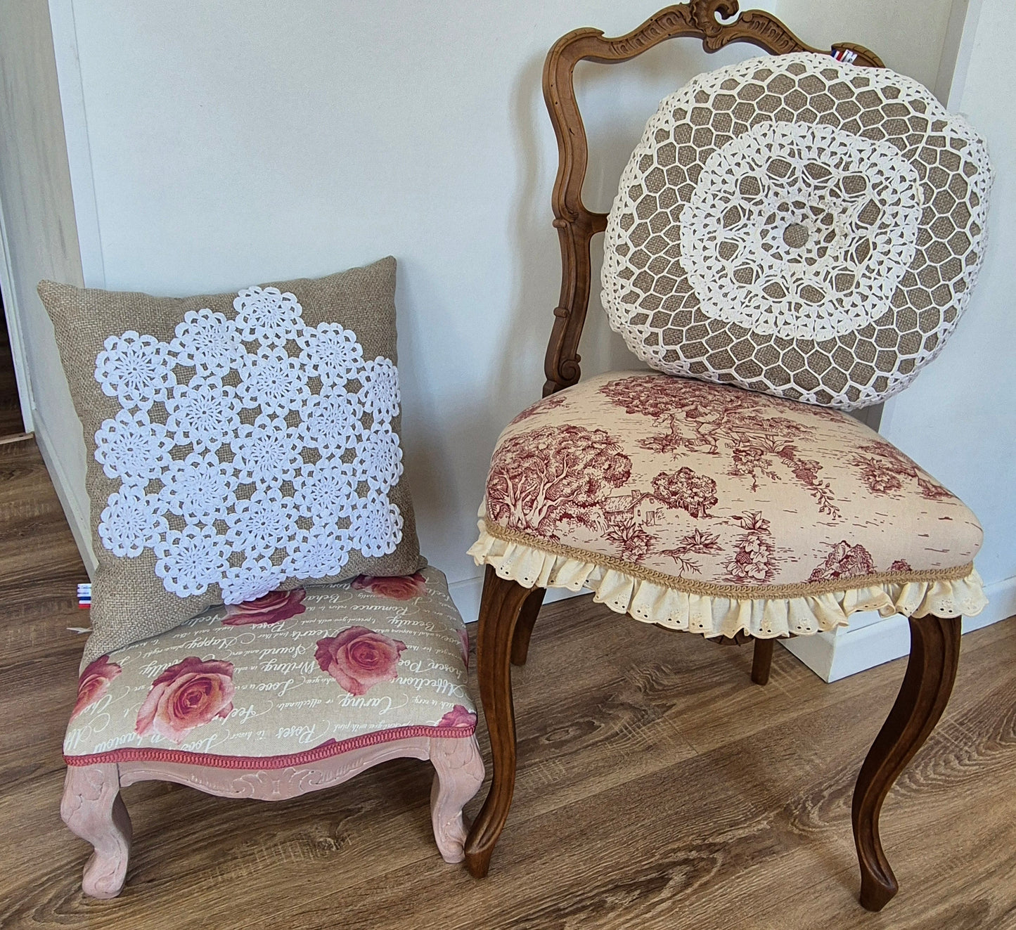 Chaise rocaille en Toile de Jouy