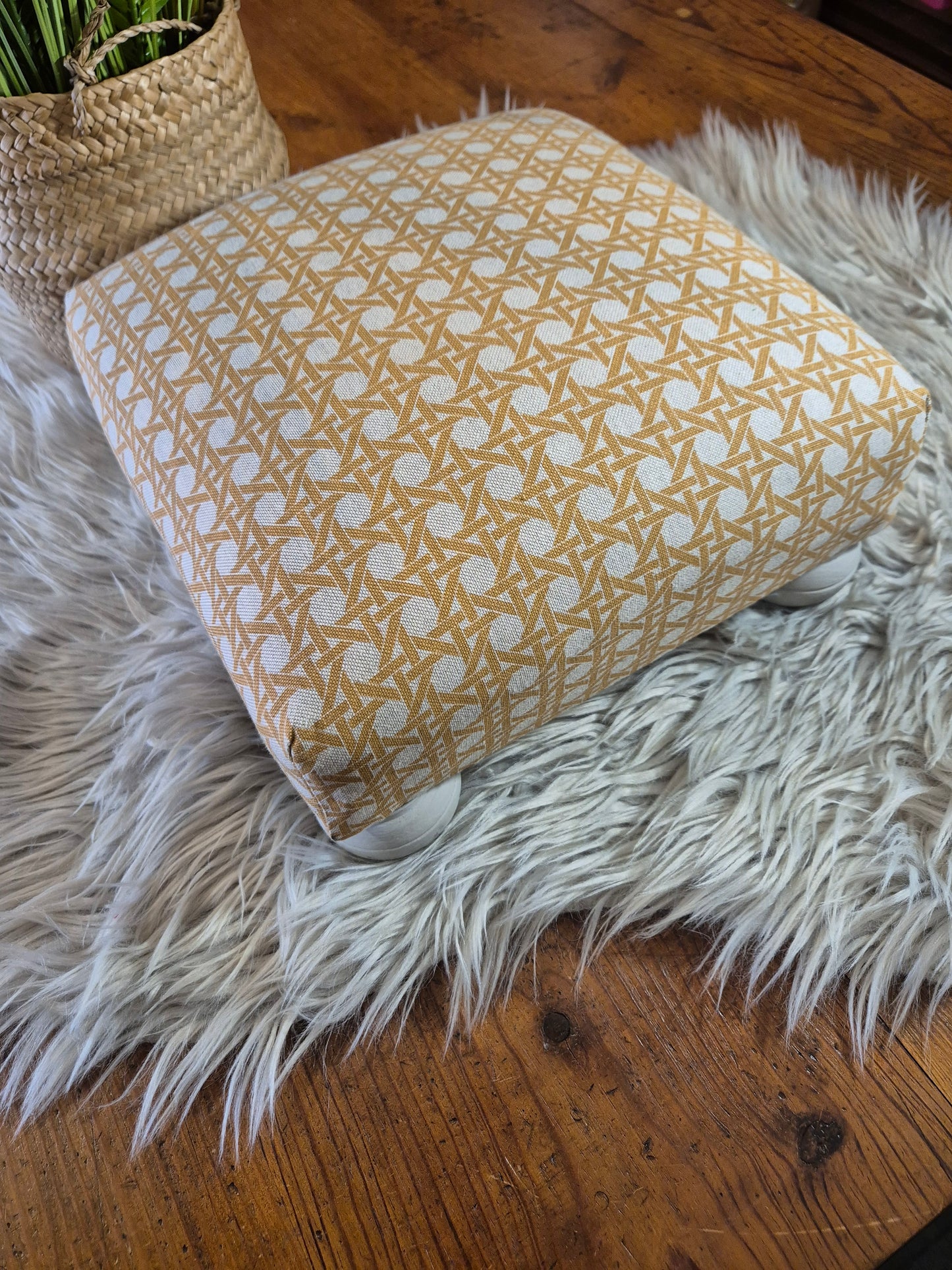 Repose pied tissu Monstera emeraude ou cannage