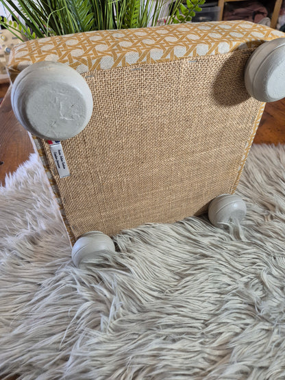 Repose pied tissu Monstera emeraude ou cannage