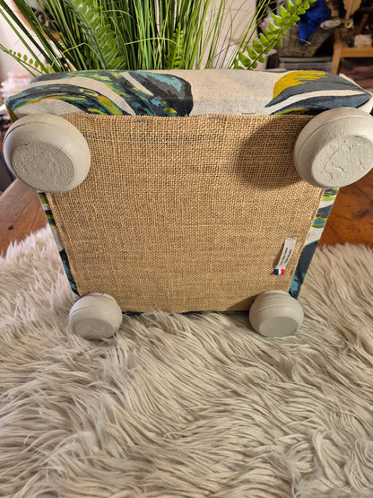 Repose pied tissu Monstera emeraude ou cannage