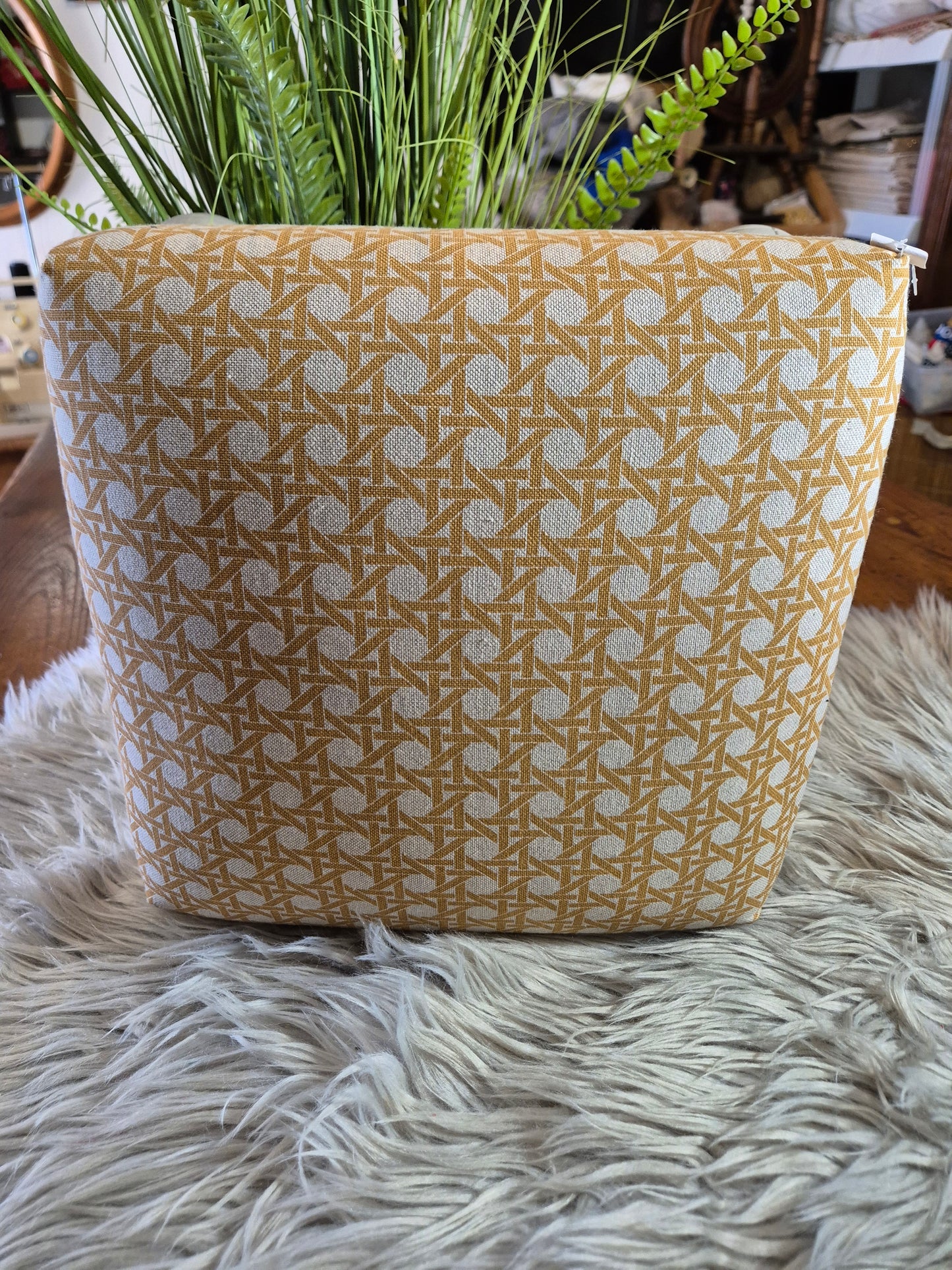 Repose pied tissu Monstera emeraude ou cannage