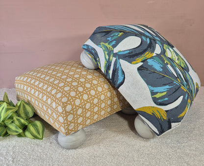 Repose pied tissu Monstera emeraude ou cannage