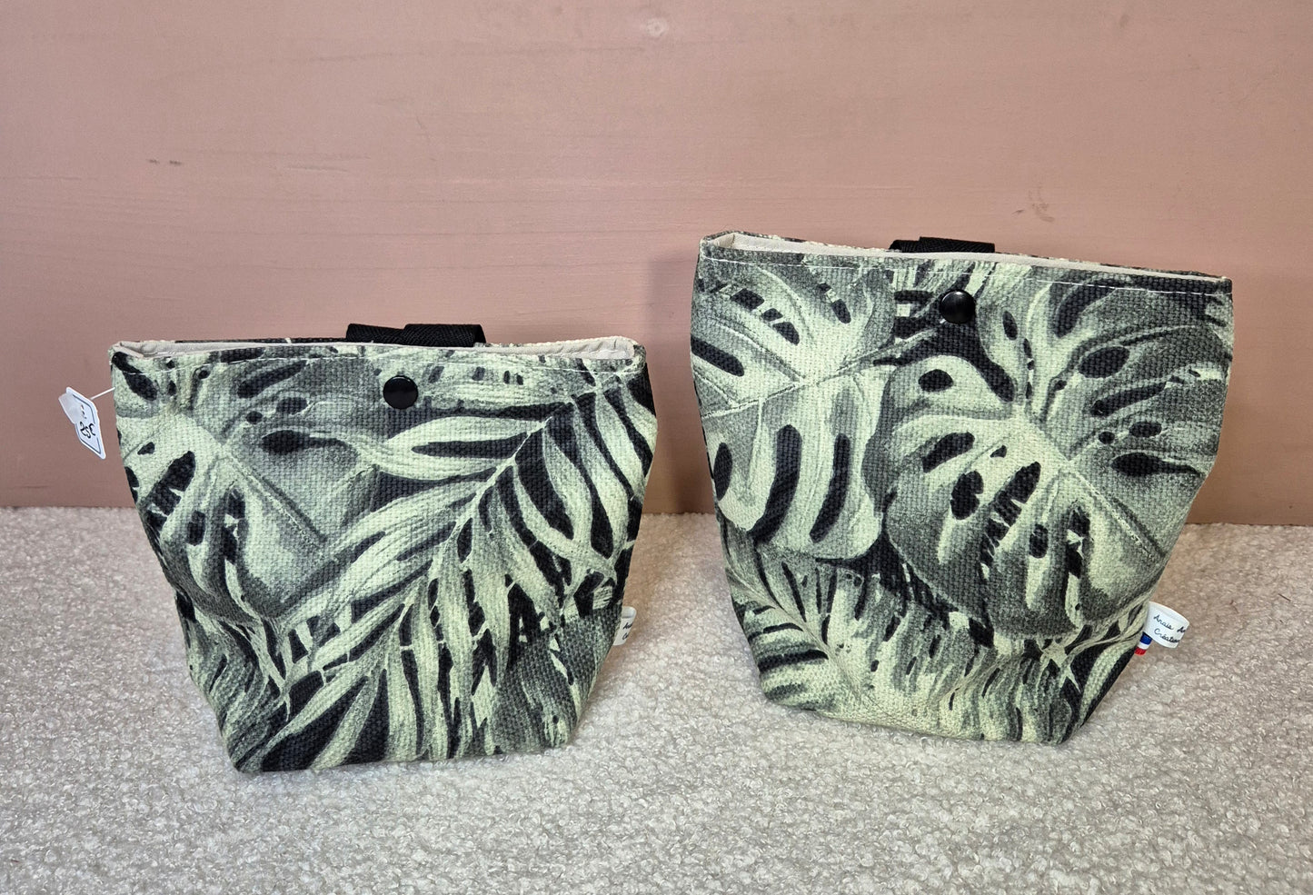 Assortiments de 2 Panières  tissus feuillages