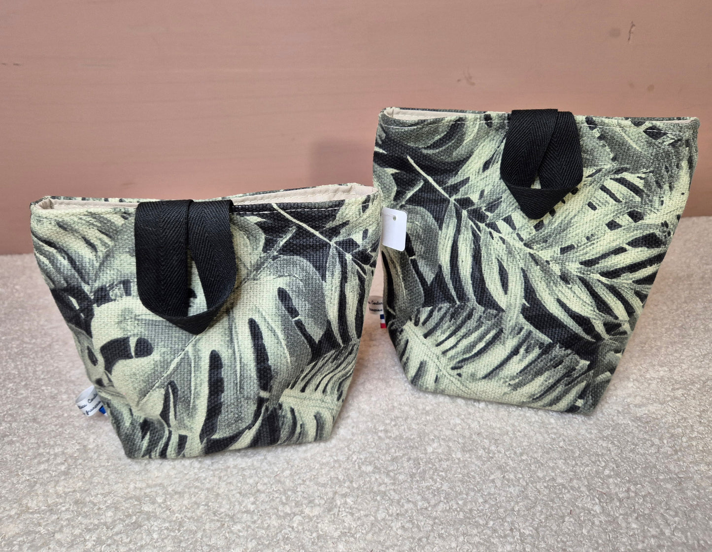 Assortiments de 2 Panières  tissus feuillages