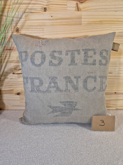 Housse de coussin la poste en chanvre 50x50