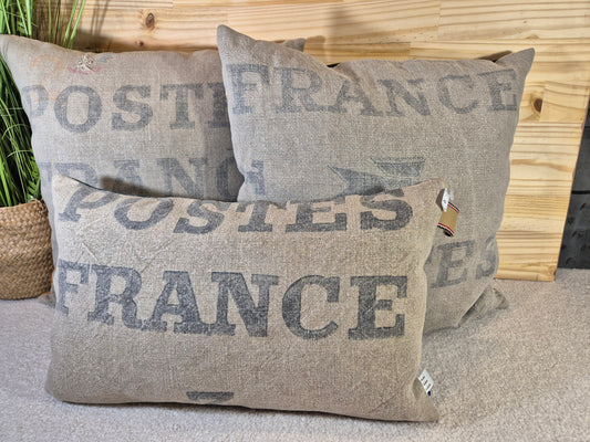Housse de coussin la poste en chanvre 50x50