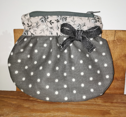 Porte monnaie boule gris zippé