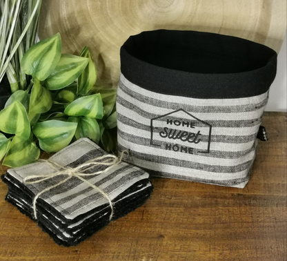 Panière en lin avec 7 lingettes