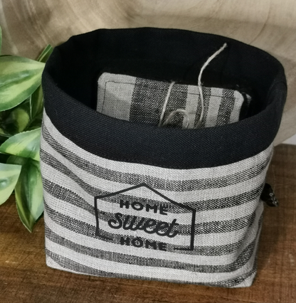 Panière en lin avec 7 lingettes