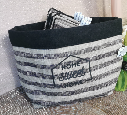 Panière en lin avec 7 lingettes