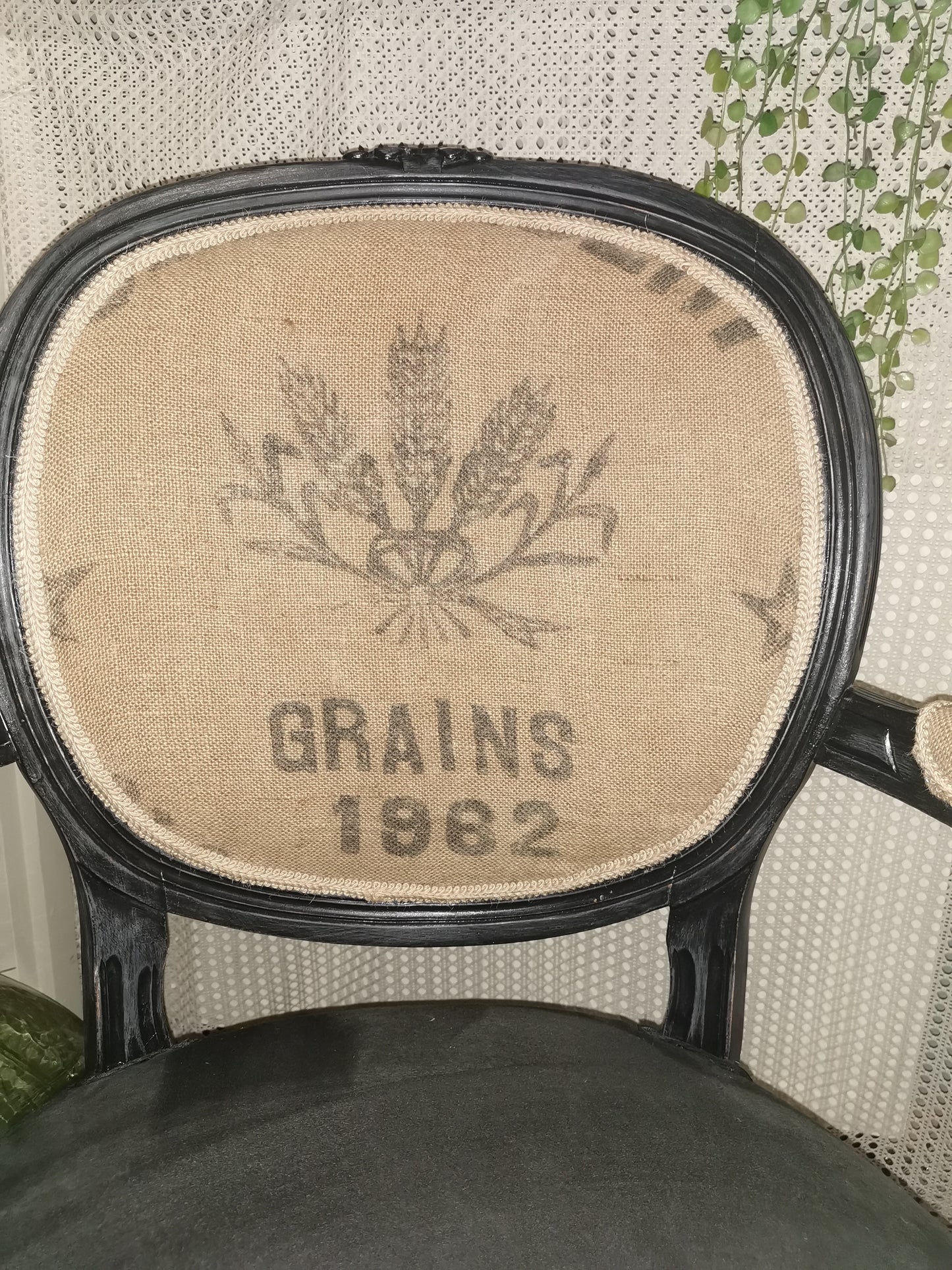 Fauteuil cabriolet noir et jute