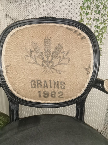 Fauteuil cabriolet noir et jute